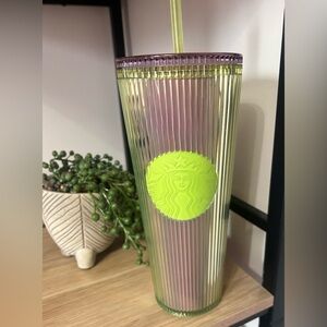 Starbucks Purple and Green Tumbler with Straw